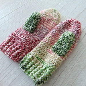 Bordó - zöld / horgolt egyujjas kesztyű. S-M méretű. / Színátmenetes, vastag, meleg és puha egyujjas kesztyű - ruha & divat - sál, sapka, kendő - kesztyű - Meska.hu