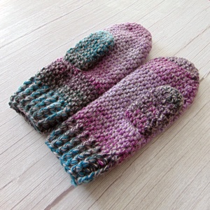 Lila - kék / horgolt egyujjas kesztyű. S-M méretű. / Színátmenetes, vastag, meleg és puha egyujjas kesztyű - ruha & divat - sál, sapka, kendő - kesztyű - Meska.hu