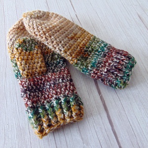 Barna - bézs / horgolt egyujjas kesztyű. S-M méretű. / Színátmenetes, vastag, meleg és puha egyujjas kesztyű - ruha & divat - sál, sapka, kendő - kesztyű - Meska.hu