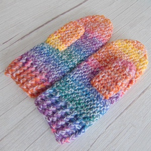 Kék - sárga színátmenetes / horgolt egyujjas kesztyű. S-M méretű. / Vastag, meleg és puha egyujjas kesztyű - ruha & divat - sál, sapka, kendő - kesztyű - Meska.hu