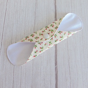 Lara tisztasági betét 19,5 cm / apró rózsaszín rózsák / mosható textil betét, mosható tisztasági betét, mosibetét - szépségápolás - intim higiénia - tisztasági betét - Meska.hu