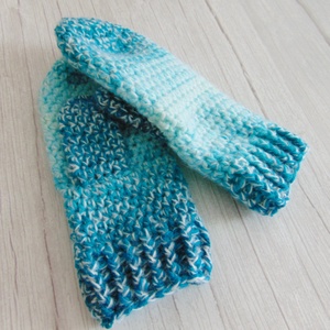 Kék - fehér színátmenetes / horgolt egyujjas kesztyű. S-M méretű. / Vastag, meleg és puha egyujjas kesztyű - ruha & divat - sál, sapka, kendő - kesztyű - Meska.hu