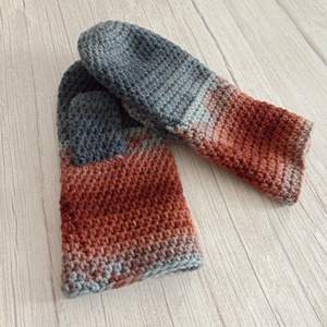 Terrakotta - szürke horgolt egyujjas kesztyű (S-M) / Puha, meleg egyujjas kesztyű, horgolt kesztyű - ruha & divat - sál, sapka, kendő - kesztyű - Meska.hu