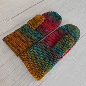 Bordó - zöld horgolt egyujjas kesztyű (S-M) / Puha, meleg egyujjas kesztyű, horgolt kesztyű - ruha & divat - sál, sapka, kendő - kesztyű - Meska.hu