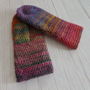 Lila - narancs  horgolt egyujjas kesztyű (S-M) / Puha, meleg egyujjas kesztyű, horgolt kesztyű - ruha & divat - sál, sapka, kendő - kesztyű - Meska.hu