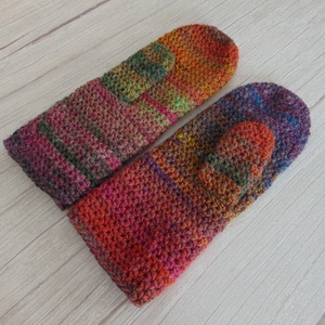 Lila - narancs  horgolt egyujjas kesztyű (S-M) / Puha, meleg egyujjas kesztyű, horgolt kesztyű - ruha & divat - sál, sapka, kendő - kesztyű - Meska.hu