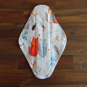 Lara mosható női betét 29 cm / cica család / intimbetét, mosható textil betét, környezetbarát termék, Szépségápolás, Intim higiénia, Intimbetét, Varrás, MESKA