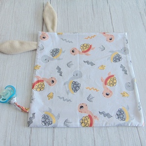 Nyuszi füles szundikendő / teknős mintával - bézs - Meska.hu