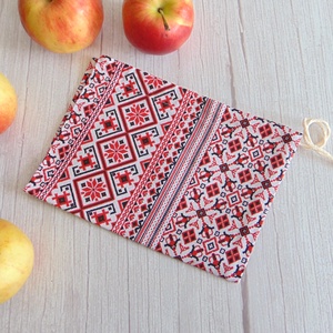 Textil zsák 19,5 x 28 cm / népi hímzés mintás - táska & tok - bevásárlás & shopper táska - zöldség/gyümölcs zsák - Meska.hu