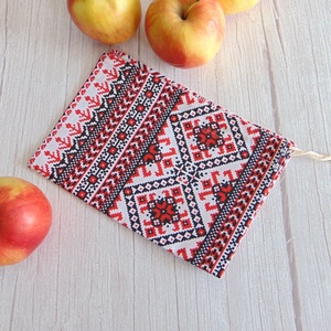 Textil zsák 19 x 26,5 cm / népi hímzés mintás - táska & tok - bevásárlás & shopper táska - zöldség/gyümölcs zsák - Meska.hu