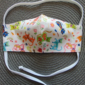 Gyermek- maszk (12 cm)/ virágos cicák / szájmaszk, textil szájmaszk, többször használható szájmaszk - ruha & divat - maszk, arcmaszk - gyerek - Meska.hu