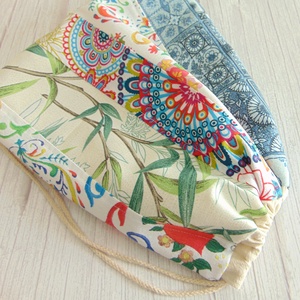 Kenyeres zsák - kis méretű / indák és virágok, csempe 02 - patchwork  - Meska.hu