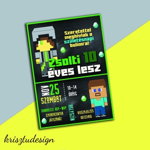 Minecraft szülinapi meghívó - Meska.hu