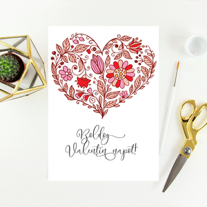 Egyedi szövegezésű Valentin-napi képeslap, üdvözlőlap, Otthon & Életmód, Papír, írószer, Képeslap, üdvözlőlap, Ajándékozás kellékei, Fotó, grafika, rajz, illusztráció, Papírművészet, MESKA