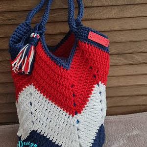 Kézműves horgolt öko-bag (Tommy) - táska & tok - bevásárlás & shopper táska - shopper, textiltáska, szatyor - Meska.hu