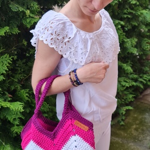 Kézműves horgolt öko-bag (Magenta) - Meska.hu