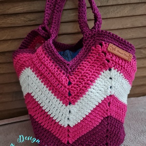 Kézműves horgolt öko-bag (Magenta) - táska & tok - bevásárlás & shopper táska - shopper, textiltáska, szatyor - Meska.hu