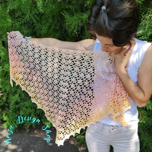 Kézműves horgolt csipke kendő - Elise shawl, Ruha & Divat, Sál, Sapka, Kendő, Vállkendő, Horgolás, MESKA