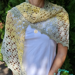 Kézműves horgolt csipke kendő - Elise shawl 2., Ruha & Divat, Sál, Sapka, Kendő, Vállkendő, Horgolás, MESKA
