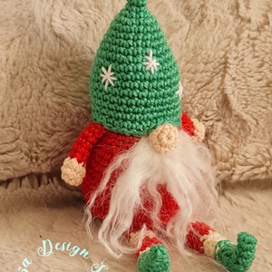 Kézműves horgolt kabalafigura - Karácsonyi gnome (Fülöp) - Meska.hu