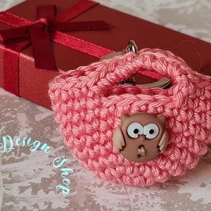 Kézműves horgolt  kulcstartó - Shopping bag (Baglyos) , Játék & Sport, Plüssállat & Játékfigura, Bagoly, Horgolás, MESKA