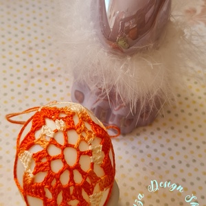 Kézműves húsvéti tojás horgolt csipke díszítéssel (7.), Otthon & Életmód, Dekoráció, Asztal és polc dekoráció, Asztaldísz, Horgolás, MESKA