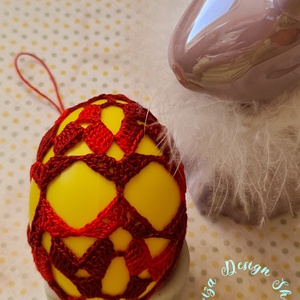 Kézműves húsvéti tojás horgolt csipke díszítéssel (19.), Otthon & Életmód, Dekoráció, Asztal és polc dekoráció, Asztaldísz, Horgolás, MESKA