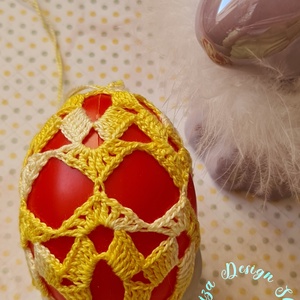 Kézműves húsvéti tojás horgolt csipke díszítéssel (22.), Otthon & Életmód, Dekoráció, Asztal és polc dekoráció, Asztaldísz, Horgolás, MESKA