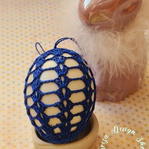 Kézműves húsvéti tojás horgolt csipke díszítéssel (24.), Otthon & Életmód, Dekoráció, Asztal és polc dekoráció, Asztaldísz, Horgolás, MESKA