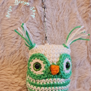 Kézműves horgolt kabalafigurás kulcstartó - Mini bagoly (Ferenc) - Meska.hu