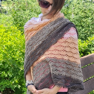 Kézműves horgolt csipke kendő - Gaia shawl 1. - ruha & divat - sál, sapka, kendő - vállkendő - Meska.hu