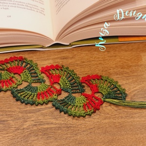 Kézműves horgolt csipke könyvjelző (Christmas style), Könyv & Zene, Könyvjelző, Horgolás, MESKA