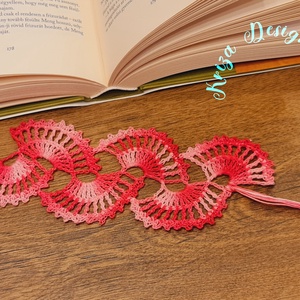 Kézműves horgolt csipke könyvjelző (Romantika), Könyv & Zene, Könyvjelző, Horgolás, MESKA