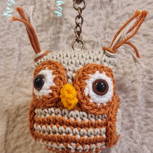 Kézműves horgolt kabalafigurás kulcstartó - Mini bagoly (Gusztáv) - Meska.hu