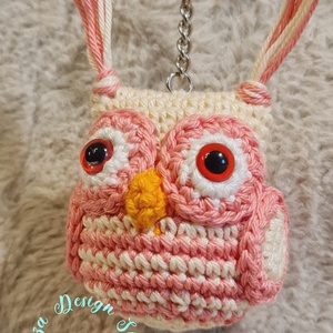 Kézműves horgolt kabalafigurás kulcstartó - Mini bagoly (Cream tulip 2.), Játék & Sport, Plüssállat & Játékfigura, Bagoly, Horgolás, MESKA