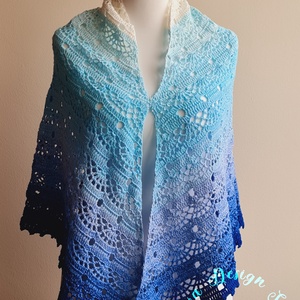 Kézműves horgolt csipke kendő - Ocean shawl, Ruha & Divat, Sál, Sapka, Kendő, Vállkendő, Horgolás, MESKA