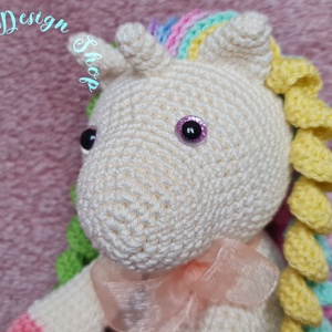Kézműves horgolt kabala figura - Polly unikornis - játék & sport - plüssállat & játékfigura - unikornis - Meska.hu
