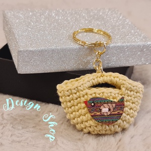 Kézműves horgolt  kulcstartó - Shopping bag (Lila mintás madárkás) , Táska & Tok, Kulcstartó & Táskadísz, Kulcstartó, Horgolás, MESKA