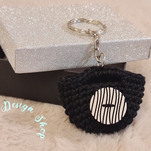 Kézműves horgolt  kulcstartó - Shopping bag (Modern gomb dekorációval 2.) , Táska & Tok, Kulcstartó & Táskadísz, Kulcstartó, Horgolás, MESKA