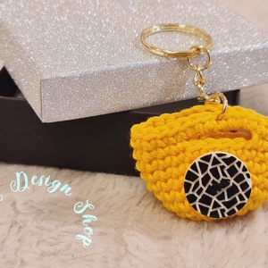 Kézműves horgolt  kulcstartó - Shopping bag (Modern gomb dekorációval 3.) , Táska & Tok, Kulcstartó & Táskadísz, Kulcstartó, Horgolás, MESKA