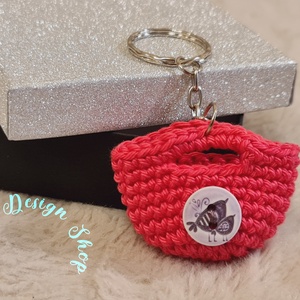 Kézműves horgolt  kulcstartó - Shopping bag (Lila madárkás) , Táska & Tok, Kulcstartó & Táskadísz, Kulcstartó, Horgolás, MESKA