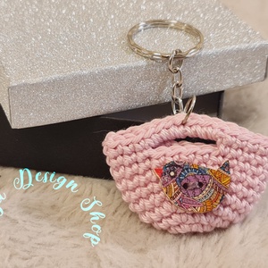 Kézműves horgolt  kulcstartó - Shopping bag (Lila madárkás) , Táska & Tok, Kulcstartó & Táskadísz, Kulcstartó, Horgolás, MESKA