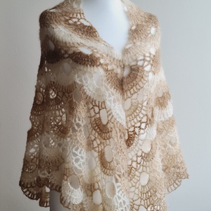 Kézműves horgolt csipke kendő - Sahara shawl, Ruha & Divat, Sál, Sapka, Kendő, Vállkendő, Horgolás, MESKA