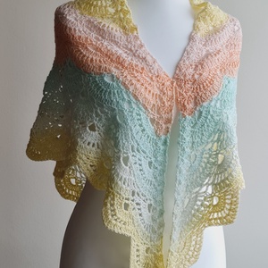 Kézműves horgolt csipke kendő - Mira shawl 1., Ruha & Divat, Sál, Sapka, Kendő, Vállkendő, Horgolás, MESKA