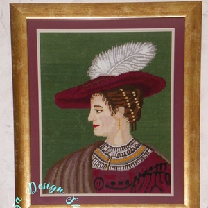 Kézzel hímzett gobelin kép - Saskia portréja - Meska.hu