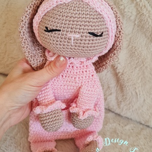 Kézműves horgolt alvó nyuszis nyunyóka -  Sleep with me collection (Mia) - baba - mama - baba játékok - szundikendő, alvóka - Meska.hu