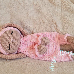 Kézműves horgolt alvó nyuszis nyunyóka -  Sleep with me collection (Mia) - baba - mama - baba játékok - szundikendő, alvóka - Meska.hu