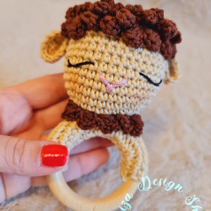 Kézműves horgolt kabala figurás csörgő rágóka (Bárányos) 1., Baba - mama, Baba játékok, Csörgő, Horgolás, MESKA