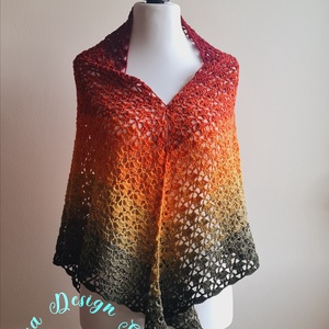 Kézműves horgolt csipke kendő - Autumn leaf shawl, Ruha & Divat, Sál, Sapka, Kendő, Vállkendő, Horgolás, MESKA
