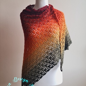 Kézműves horgolt csipke kendő - Autumn leaf shawl - ruha & divat - sál, sapka, kendő - vállkendő - Meska.hu